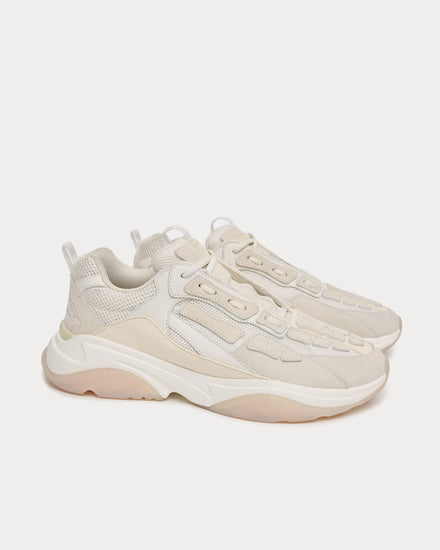 AMIRI Men's Bone Runner Mixed White Low Top Sneakers