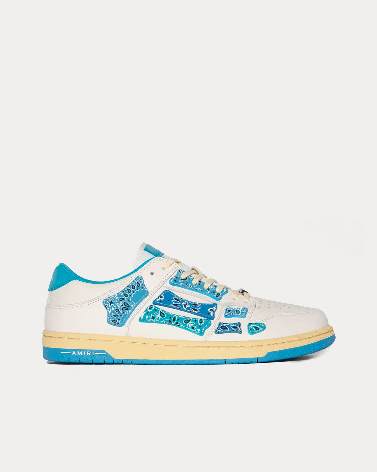 AMIRI Men's Skel Top Bandana White / Blue Low Top Sneakers