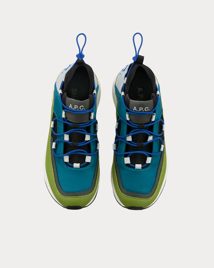 A.P.C. Little Joe Peacock Blue Low Top Sneakers - 3