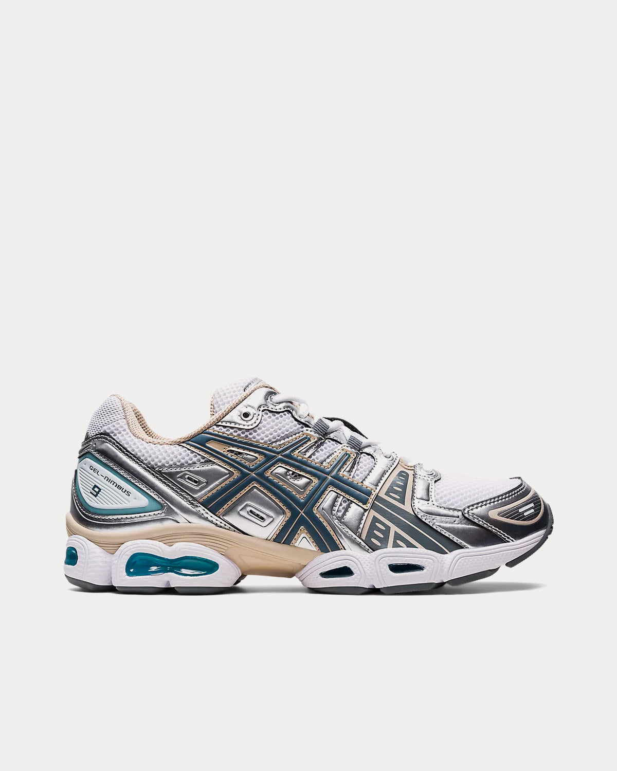 Asics Unisex Gel-Nimbus 9 White / Steel Grey Low Top Sneakers