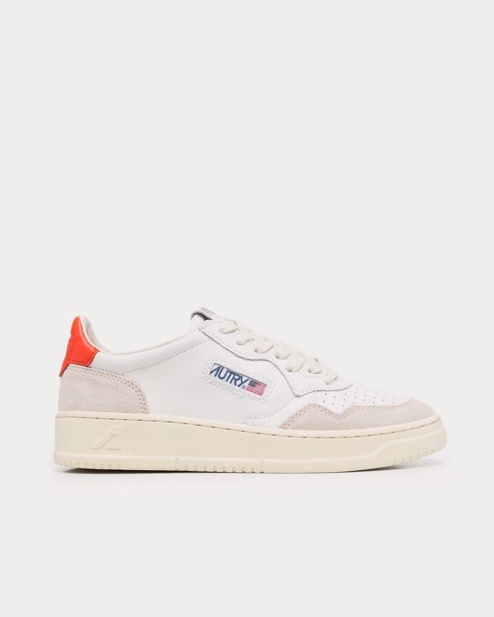 Autry Women's Logo Patch White / Orange Low Top Sneakers & Trainers