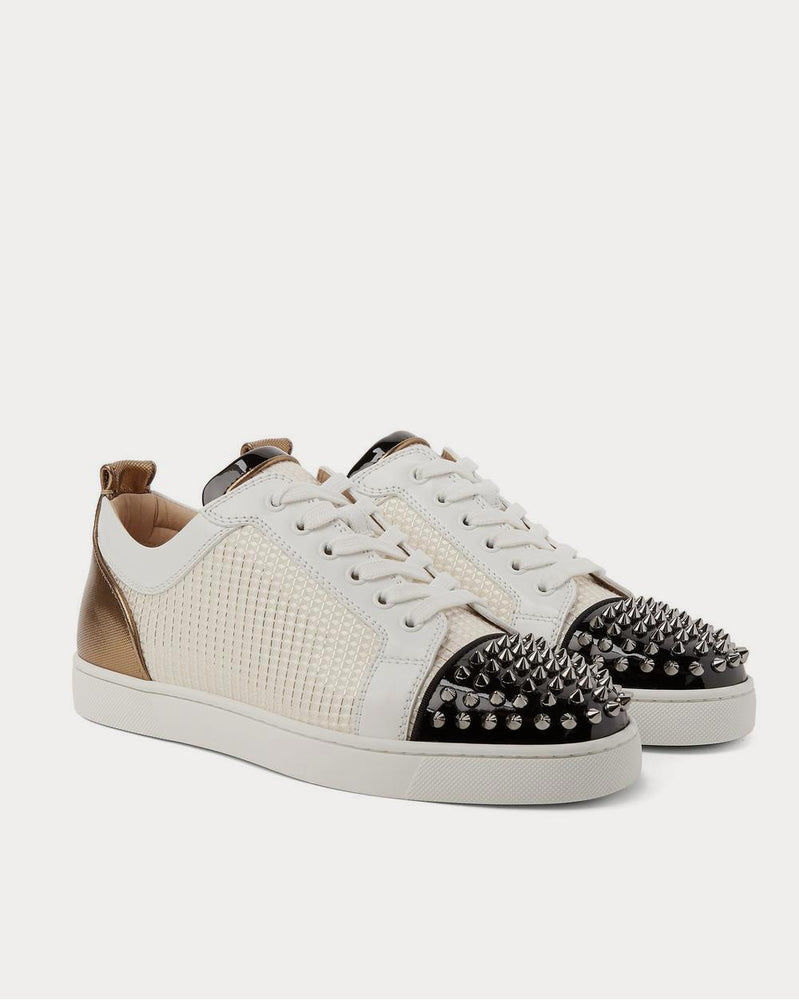 Christian Louboutin Louis Junior Spikes Orlato Leather and Jacquard  White low top sneakers - 2