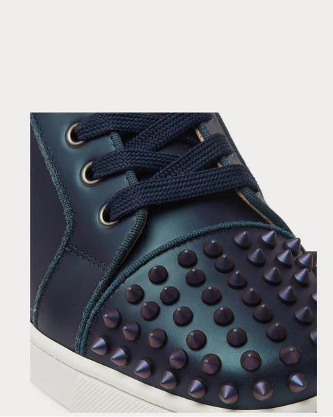 Louis Junior Spikes Cap-Toe Iridescent Leather  Blue low top sneakers