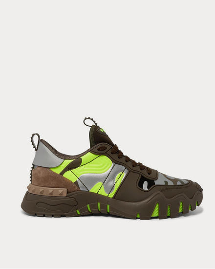 Valentino Rockrunner Plus Rubber, Suede and Canvas  Green low top sneakers - 1