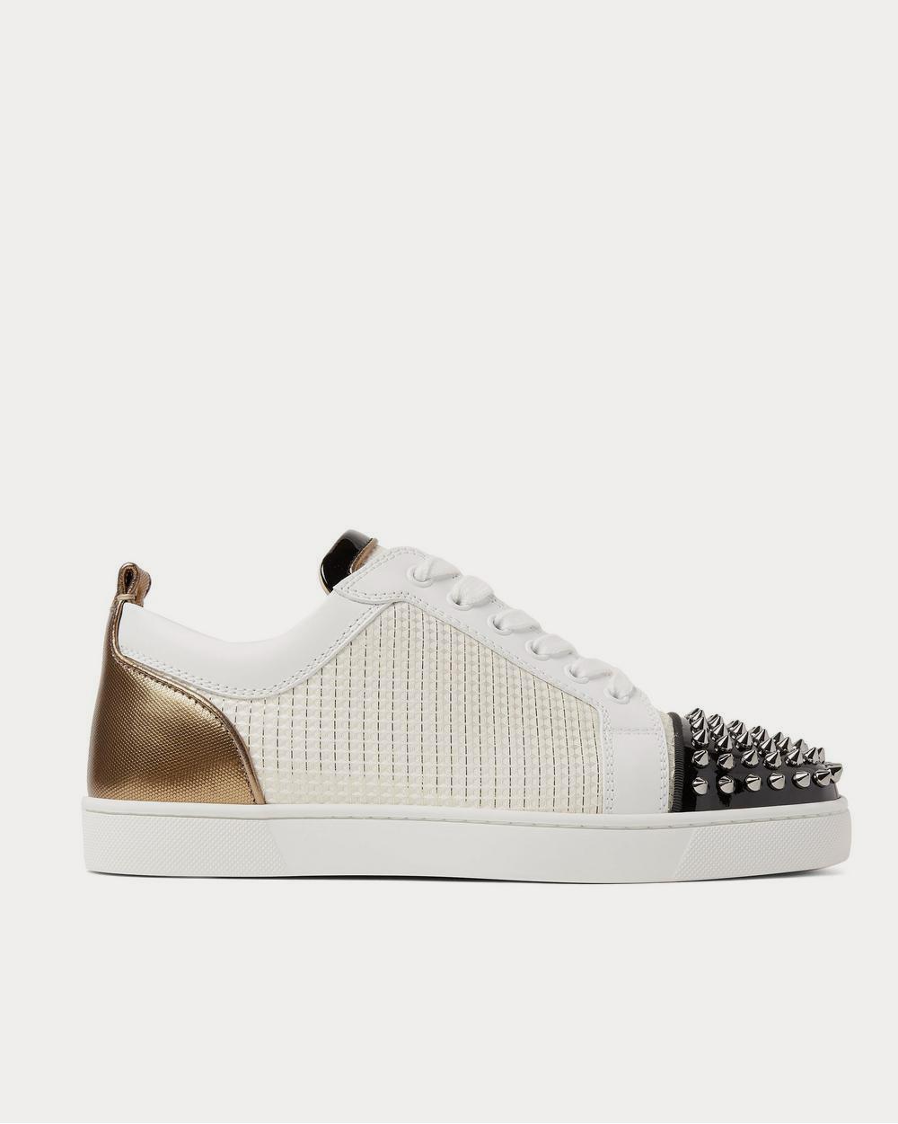 Christian Louboutin Louis Junior Spikes Orlato Leather and Jacquard White low top sneakers Sneak in Peace