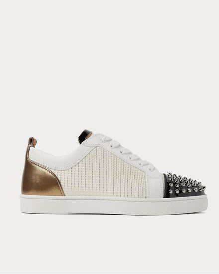 Christian Louboutin Louis Junior Spikes Orlato Leather and Jacquard  White low top sneakers - 1