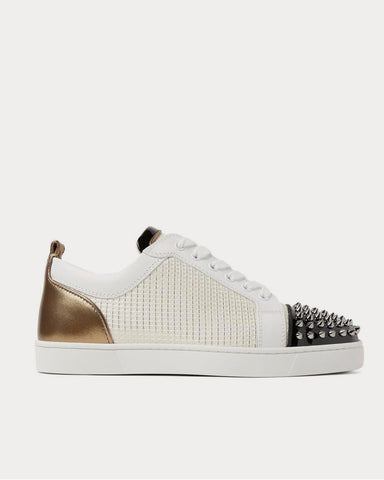 Christian Louboutin Louis Junior Spikes Orlato Leather and Jacquard  White low top sneakers