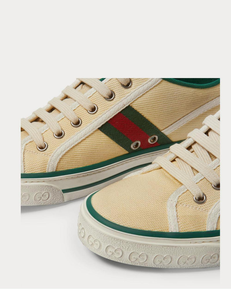 Gucci Distressed Canvas and Webbing  Cream low top sneakers - 5