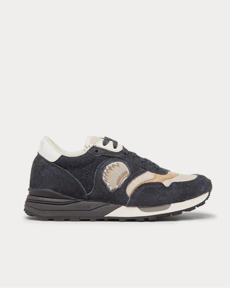 Visvim Roland Leather-Trimmed Suede and Canvas  Navy low top sneakers - 1