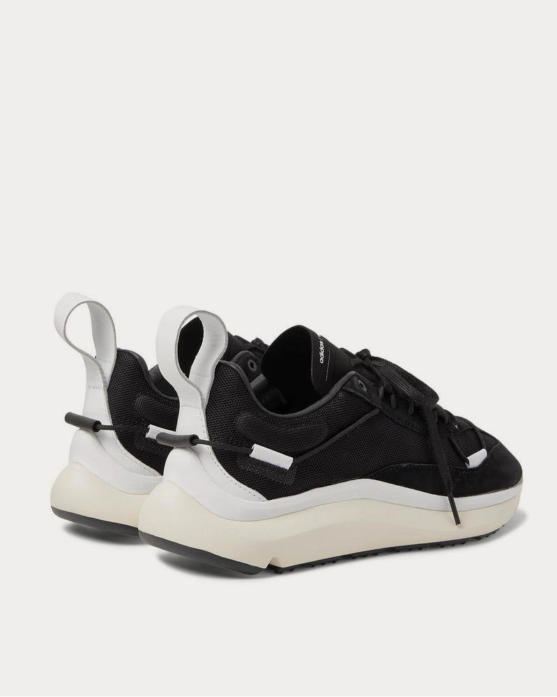Y-3 Shiku Run Leather and Suede-Trimmed Mesh  Black low top sneakers - 3