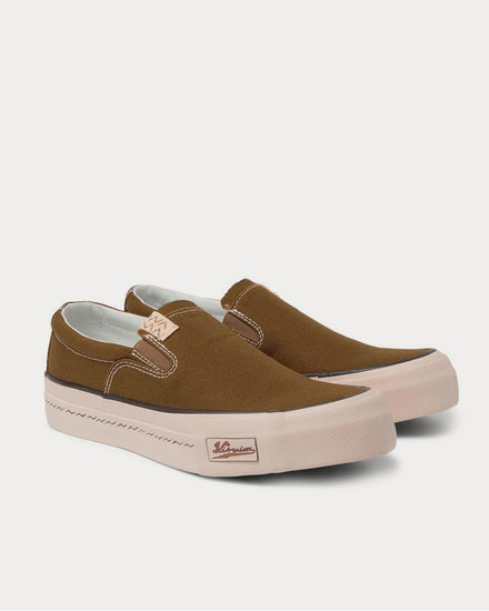 Visvim Men's Skagway Leather-Trimmed Canvas Slip-on Green low top