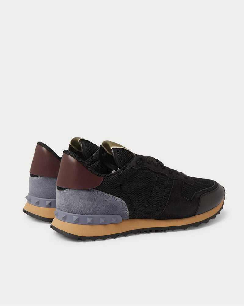 Valentino Rockrunner Mesh, Leather and Suede  Black low top sneakers - 3