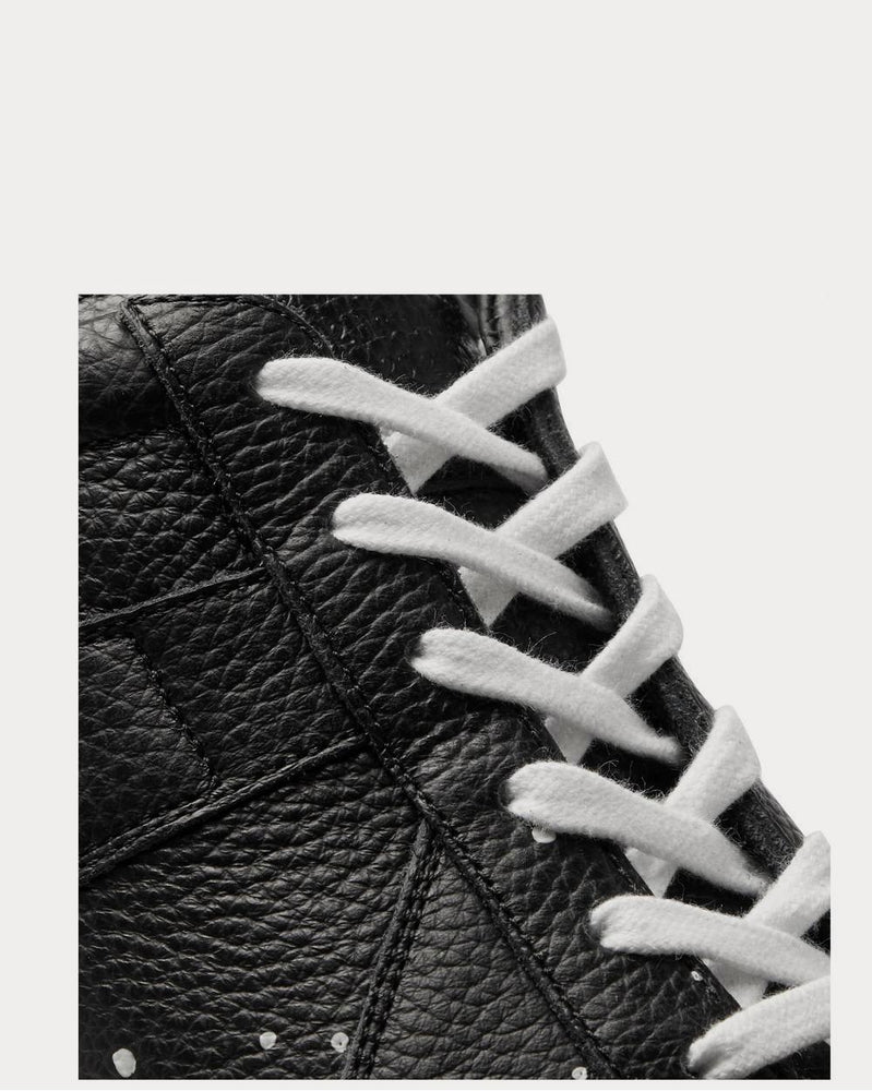 Maison Margiela Replica Paint-Splattered Full-Grain Leather  Black low top sneakers - 4