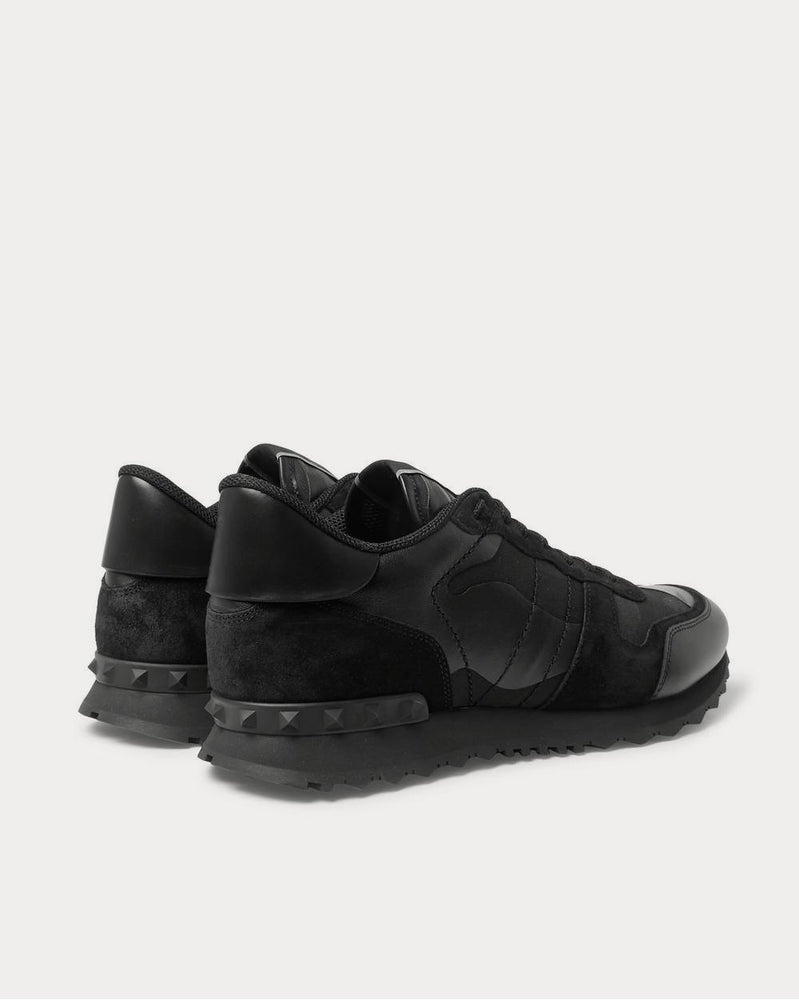 Valentino Rock Runner Suede, Leather and Canvas  Black low top sneakers - 4