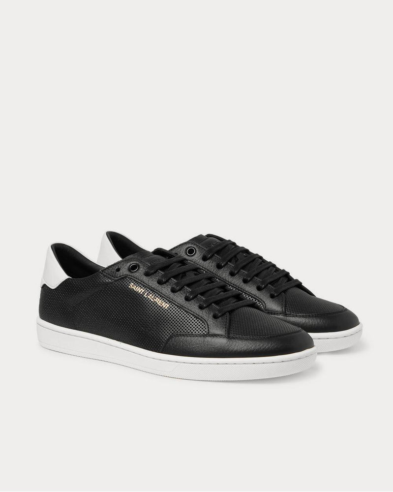 Saint Laurent Court Classic SL/10 Perforated Leather  Black low top sneakers - 2