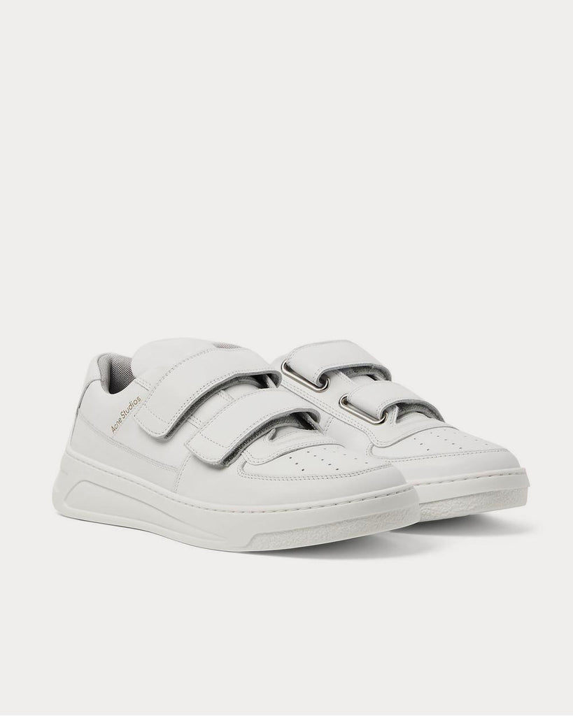 White Velcro-fastening leather low-top trainers, Acne Studios