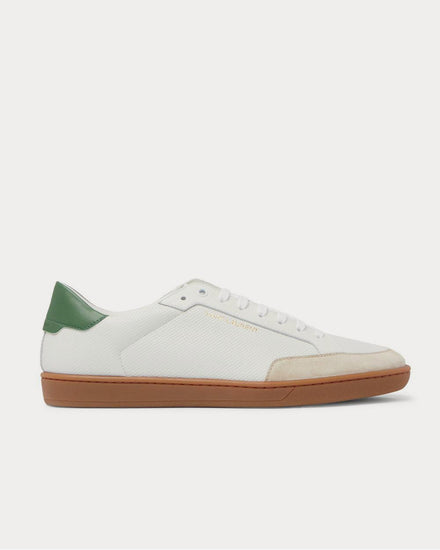 Saint Laurent SL/10 Suede-Trimmed Perforated Leather  White low top sneakers - 1