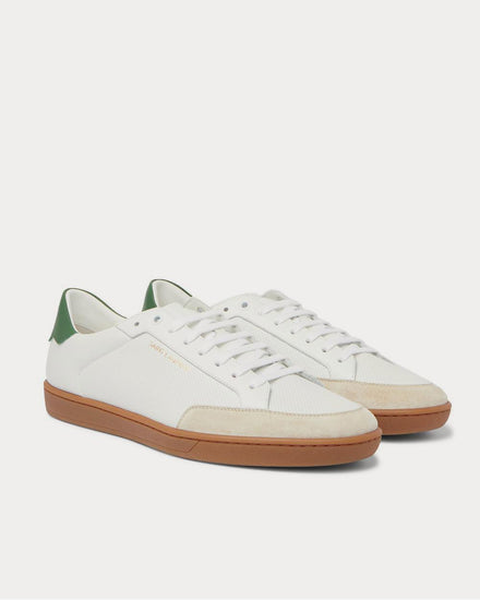 Saint Laurent SL/10 Suede-Trimmed Perforated Leather  White low top sneakers - 2