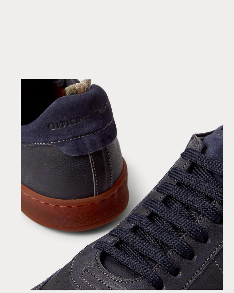 Officine Creative Kombo Nubuck-Trimmed Leather  Blue low top sneakers - 4