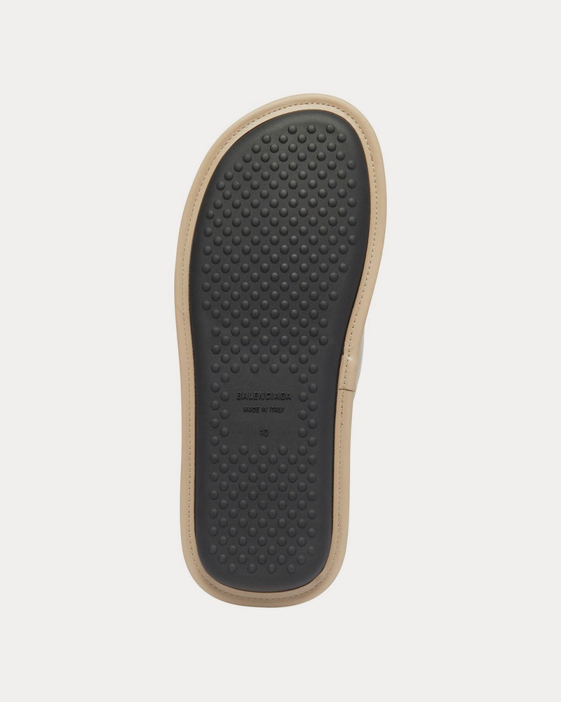 Balenciaga Home Slippers Smooth Calfskin Dark Beige Slip Ons - 3