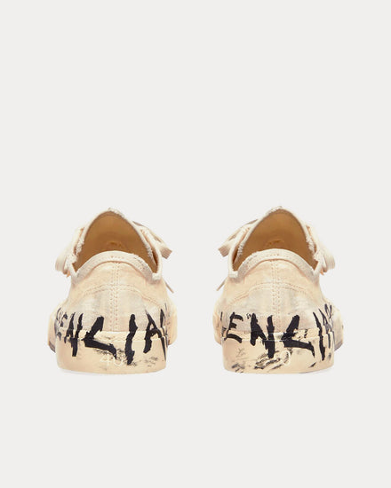 Balenciaga Paris Destroyed Cotton Graffiti White / Black Low Top Sneakers - 4