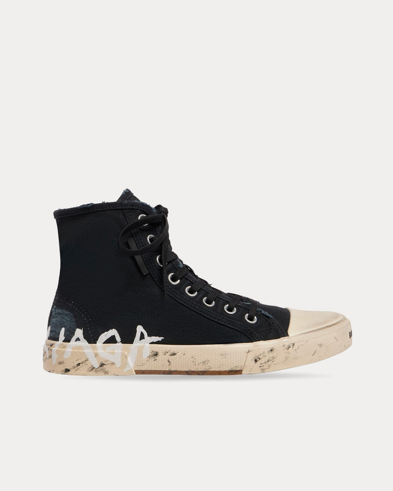 Balenciaga Men's Paris Destroyed Cotton Graffiti Black High