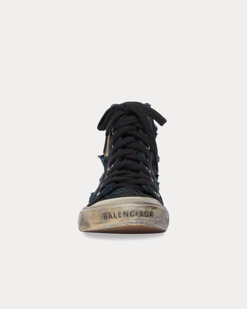 Balenciaga Paris Full Destroyed Cotton & Rubber Black High Top Sneakers - 3