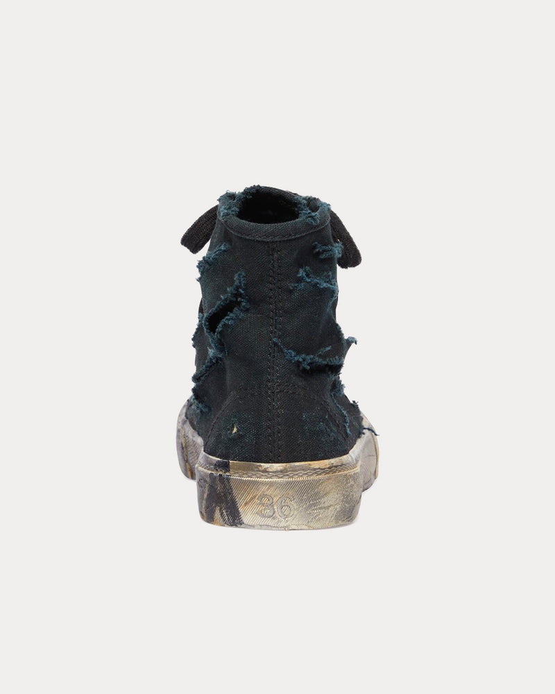 Balenciaga Paris Full Destroyed Cotton & Rubber Black High Top Sneakers - 4