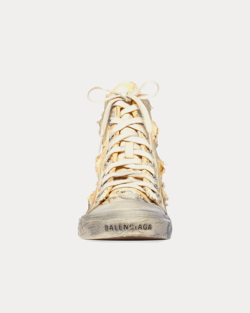 Balenciaga Paris Full Destroyed Cotton & Rubber White High Top Sneakers - 3