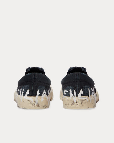 Balenciaga Paris Destroyed Cotton Graffiti Black Slip On Sneakers - 4