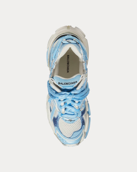 Balenciaga Women's Runner Mesh Nylon Light Blue Off-White Low