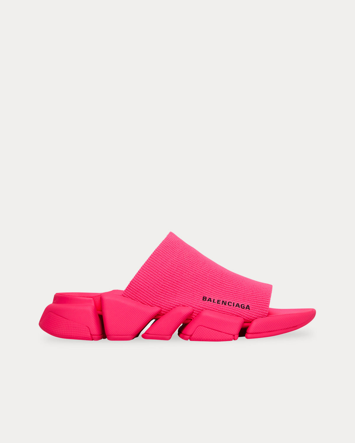 Balenciaga Women's Speed 2.0 Recycled Knit Neon Pink Slide Sandals