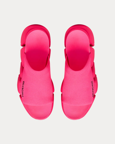 Balenciaga Speed 2.0 Recycled Knit Neon Pink Slide Sandals - 2