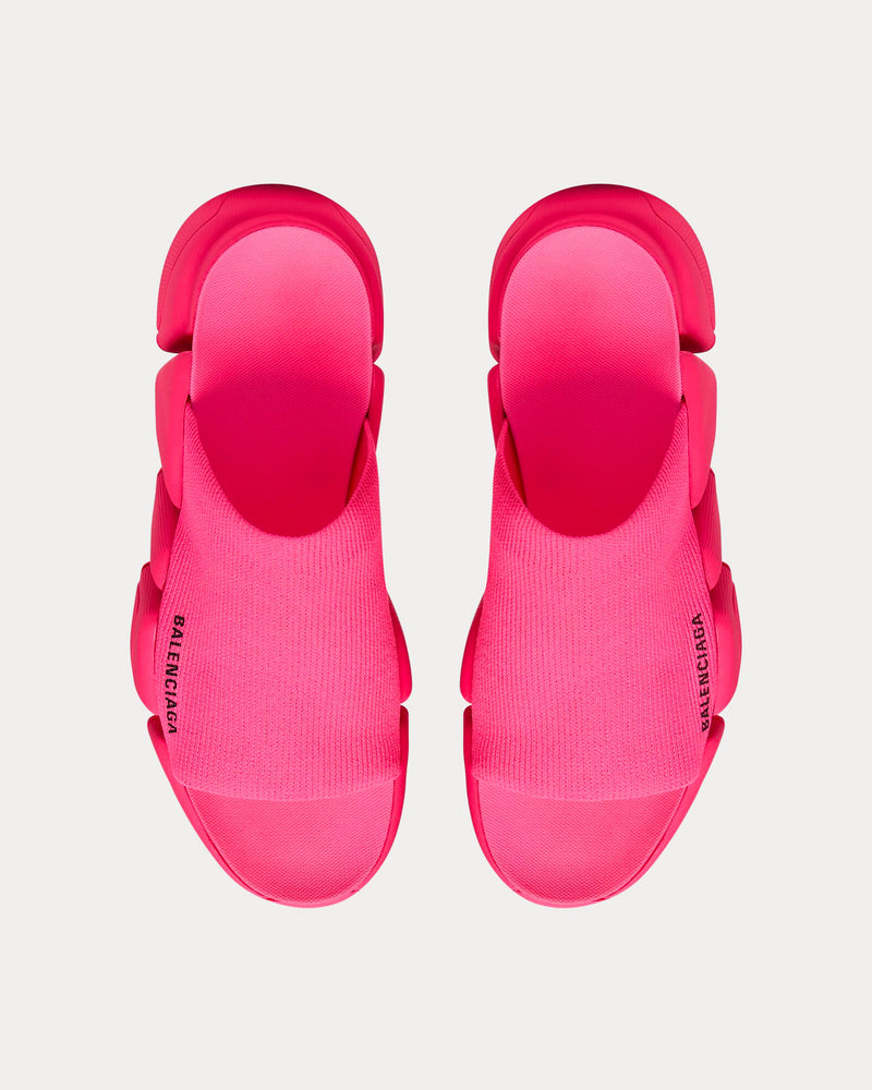 Balenciaga Speed 2.0 Recycled Knit Neon Pink Slide Sandals - 2