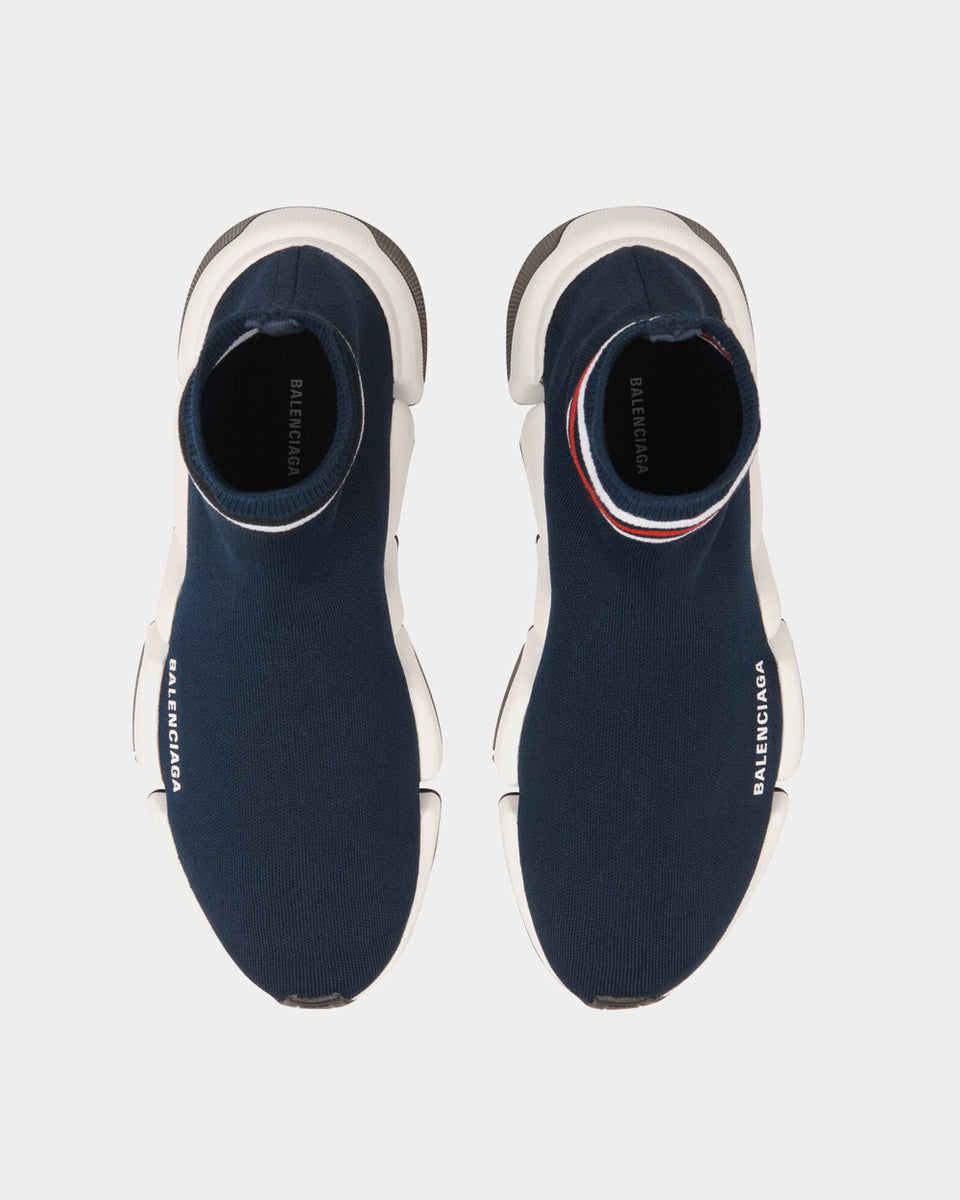 Balenciaga Speed 2.0 Dark Blue Multi High Top Sneakers Sneak in Peace