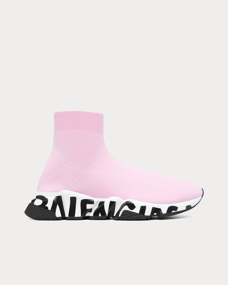 Balenciaga Speed Graffiti Sock Pink High Top Sneakers - 1