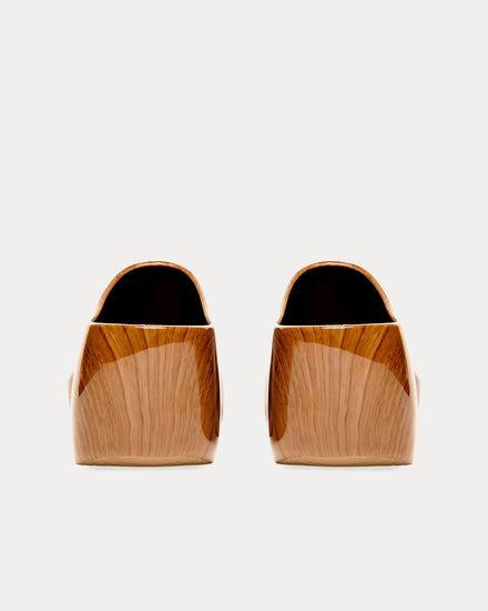 Balenciaga Men's Technoclog Rubber Wood Printed Beige Slip Ons