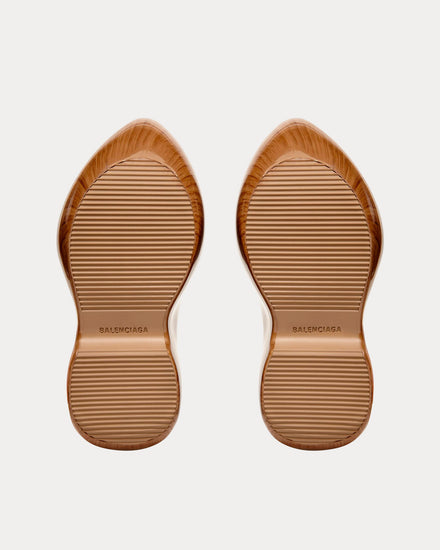 Balenciaga Men's Technoclog Rubber Wood Printed Beige Slip Ons