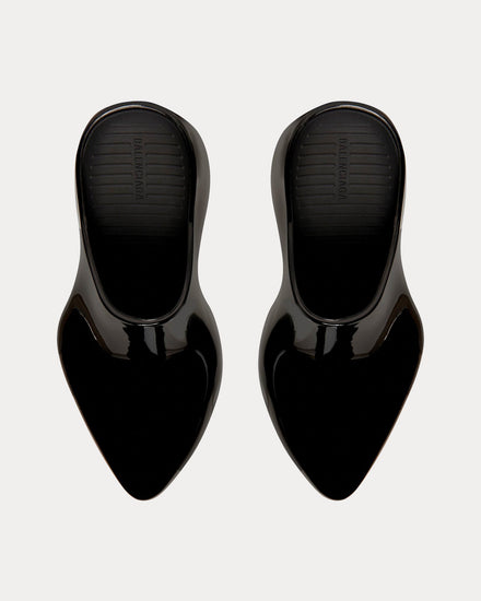 Balenciaga Technoclog Shiny Rubber Black Slip Ons - 2