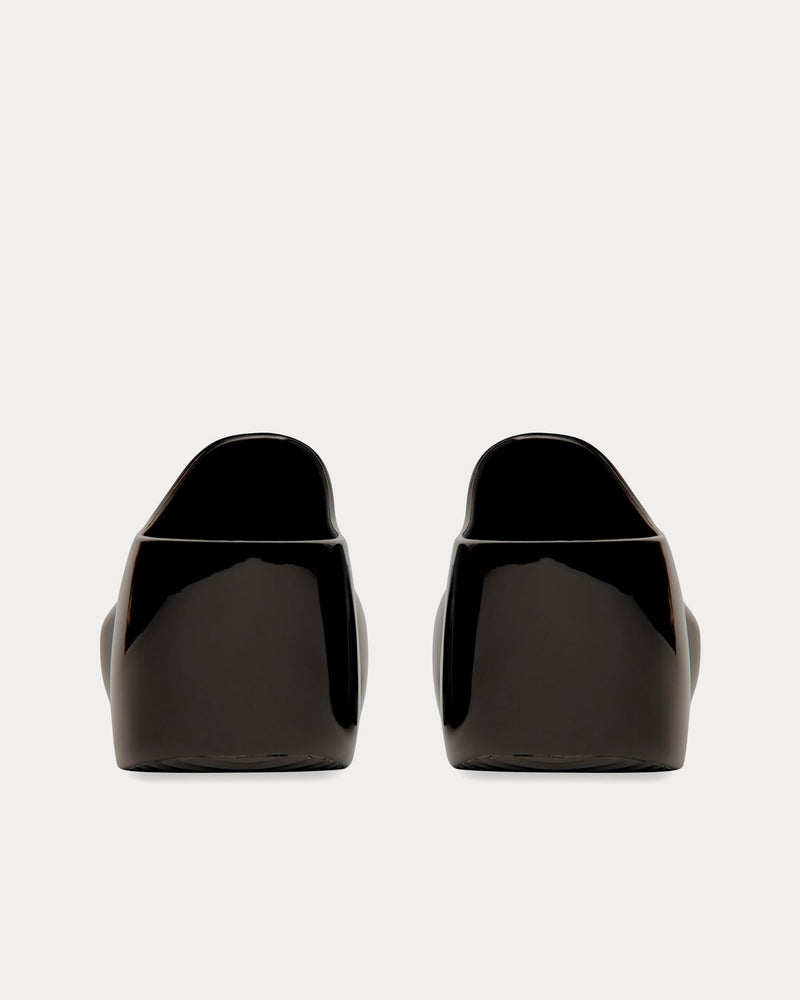 Balenciaga Women's Technoclog Shiny Rubber Black Slip Ons