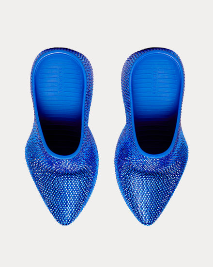 Balenciaga Men's Technoclog Rhinestone Rubber Blue Slip Ons