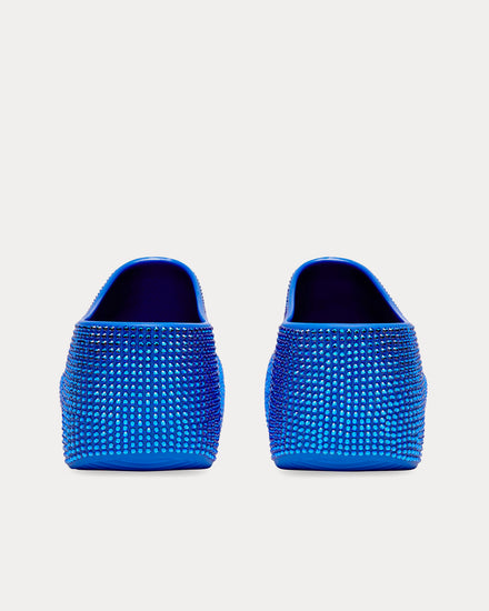 Balenciaga Men's Technoclog Rhinestone Rubber Blue Slip Ons