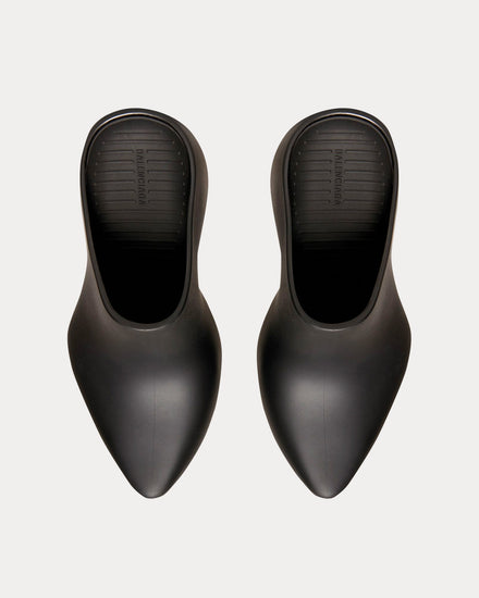 Balenciaga Men's Technoclog Rubber Matte Black Slip Ons