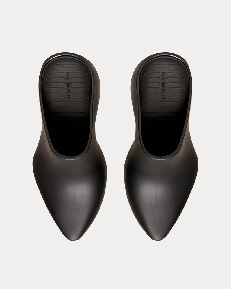 Balenciaga Men's Technoclog Rubber Matte Black Slip Ons
