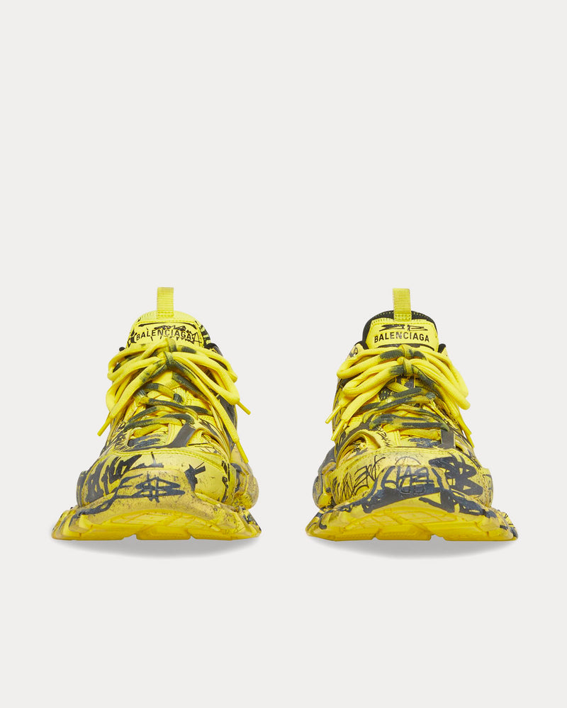Balenciaga Track Graffiti Mesh & Nylon Yellow / Black Low Top Sneakers - 3