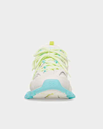 Balenciaga Track Mesh & Nylon White / Neon Yellow / Light Blue Low Top Sneakers - 3