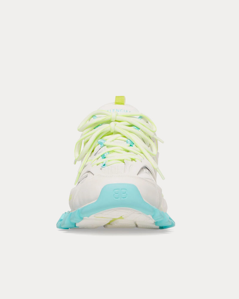 Balenciaga Track Mesh & Nylon White / Neon Yellow / Light Blue Low Top Sneakers - 3