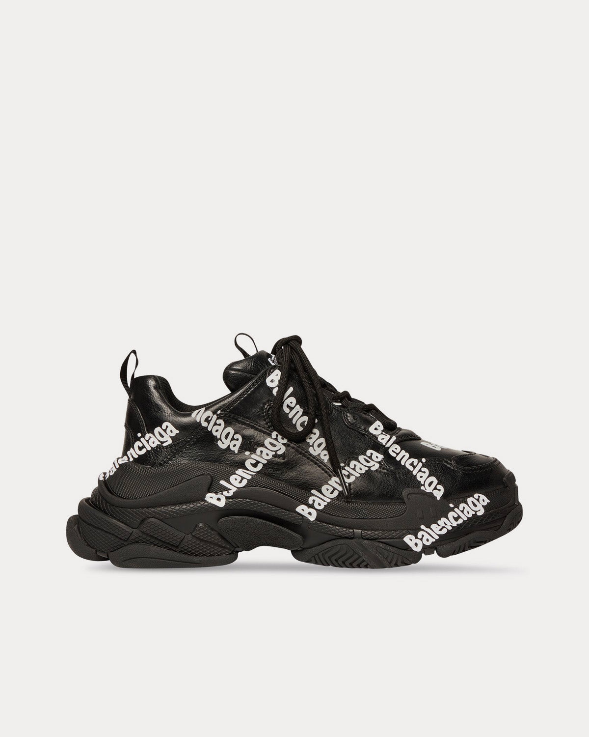 Balenciaga Men's Triple S Logotype Black / White Low Top Balenciaga Men's Triple S Logotype Black / White Low Top