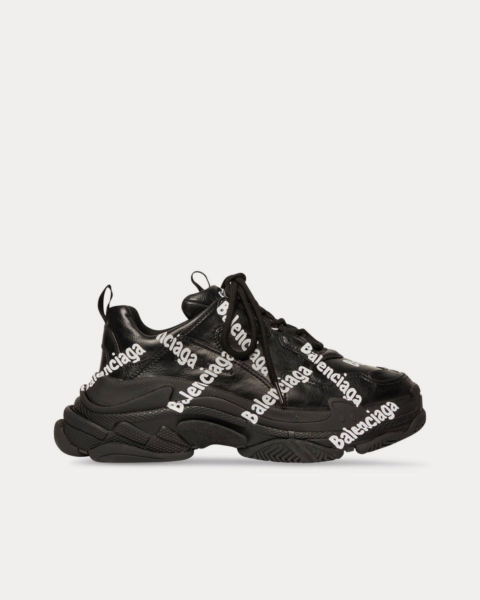 Balenciaga Triple S Logotype Black White Low Top Sneakers