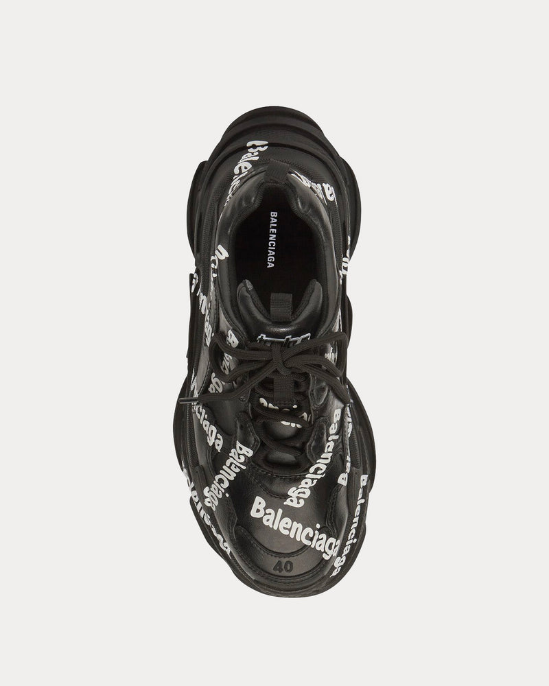 Balenciaga Triple S Logotype Black / White Low Top Sneakers - 2
